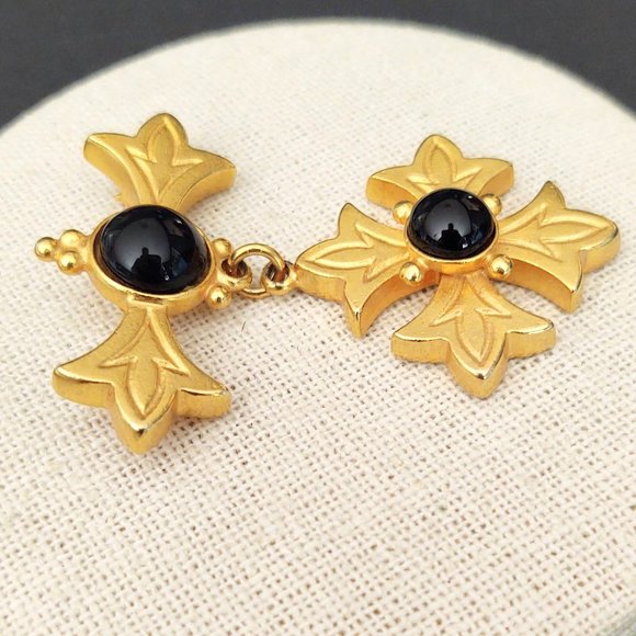 Classiques for Nordstom vintage gold and black glass brooch - Picture 3 of 8